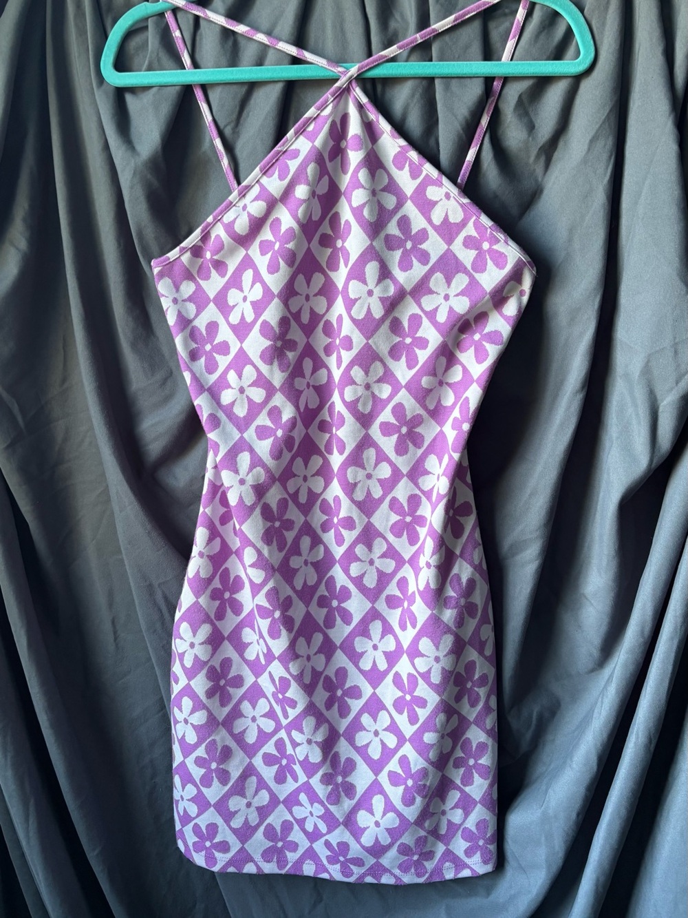 Vintage Forever 21 Y2K 90s Purple Floral Mini Dress